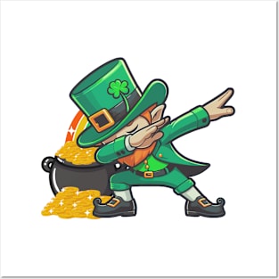 St Patrick's Day Dabbing Leprechaun Posters and Art